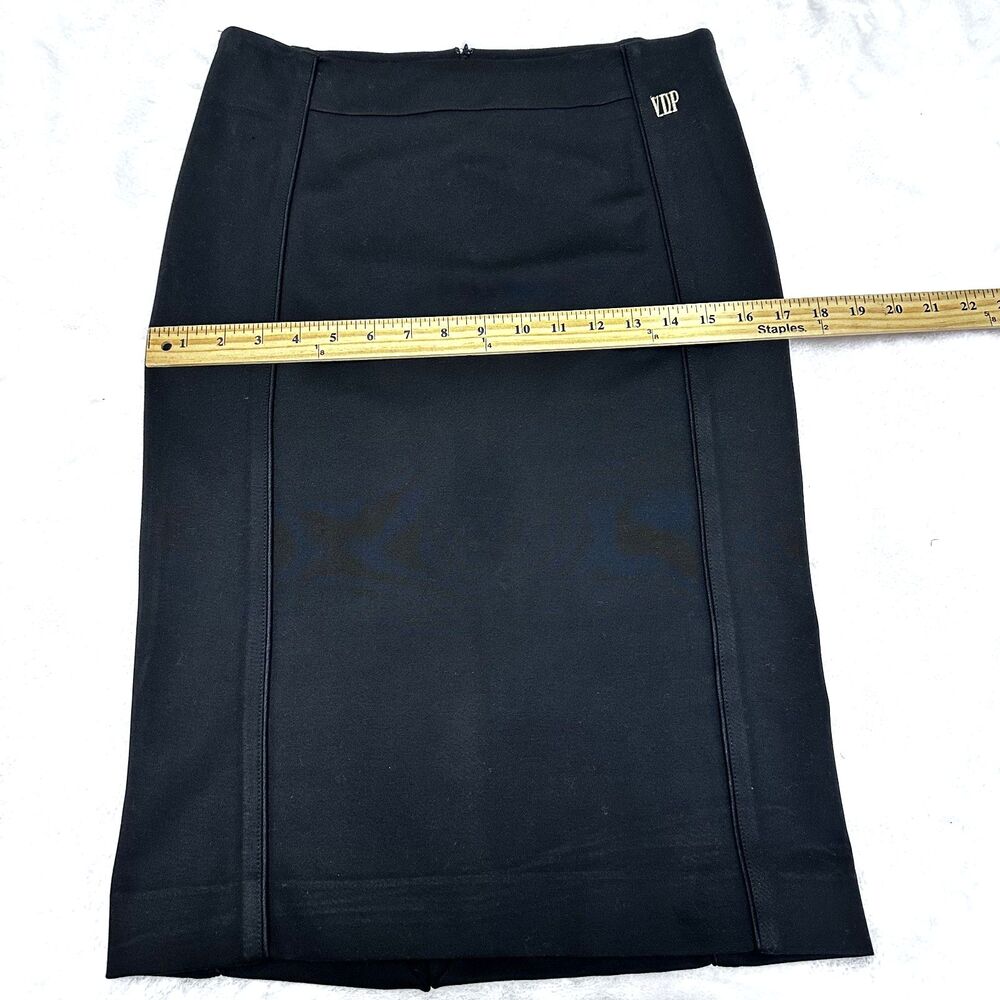 VDP Collection Women Black Stretch Below Knee Pencil Skirt SZ 8/44 Made in Italy - Picture 8 of 13